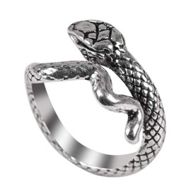 CrownOfRibbons Snake Ring in Silver Tone, Adjustable in a Jewellery Gift Bag