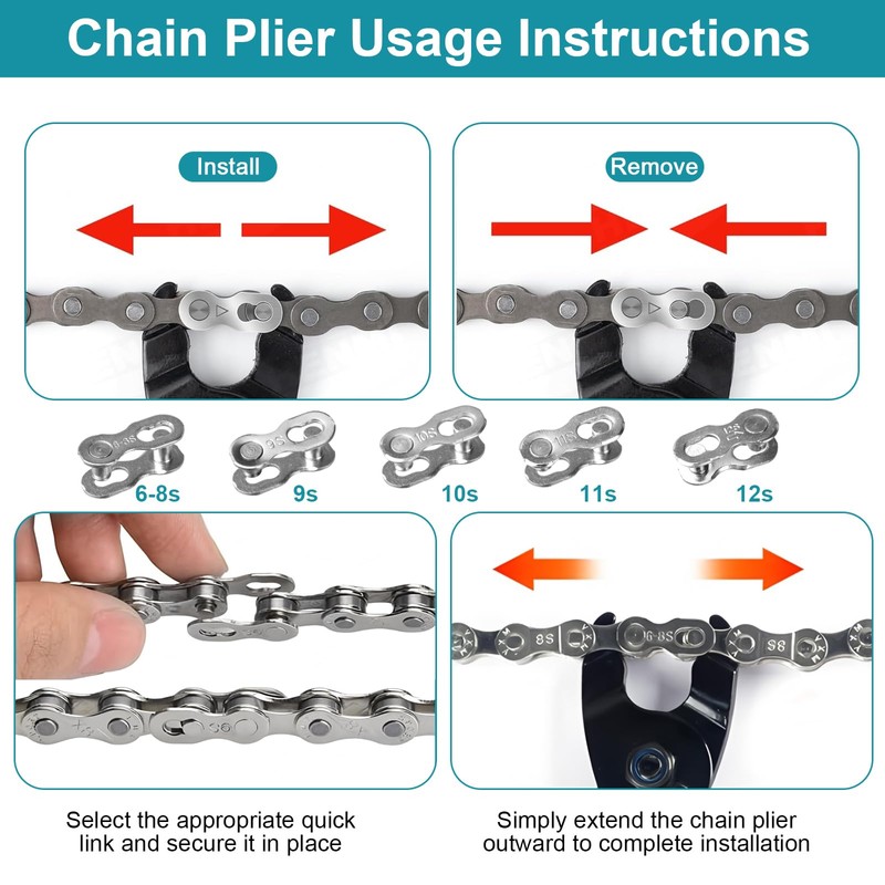 Bicycle Chains, 1/2 x 3/32 Inch 116 Links, 6/7/8 Speed