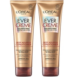 L'Oreal Paris EverCreme Sulfate Free Conditioner for Dry Hair, Triple Action Hydration for Dry, Brittle or Color Treated Hair, with Apricot Oil, 8.5 Fl; Oz (Pack of 2) (Packaging May Vary)