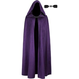 JPXH Medieval Cloak with Hood JPXH Renaissance Hooded Cape for Men and Women - Color: purple, size: One Size