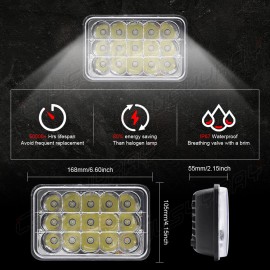 CHUSYYRAY 4PCS 4x6" LED Headlights High/Low H4 Fit For GMC C4500 C5500 Topkick 2003-2009