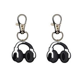 Headphones Zipper Charm Set of 2 Badge Reel Accent Purse Collar Charm Yazzle Dazzle Music Musical Note Notes Vinyl Record Cassette Tape Piano Guitar Drums Bass Mix Tape