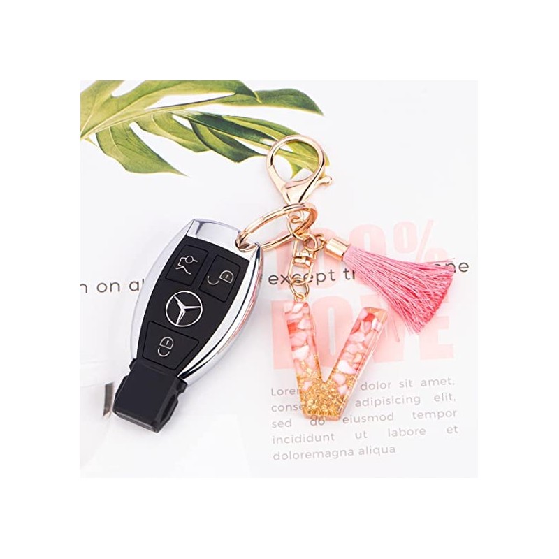 Rohans Pink and Gold Resin Alphabet Initial Letter Keychain, Bag
