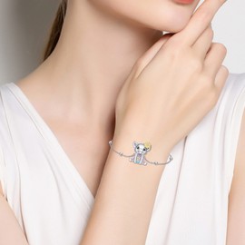 HUKKUN Pig Bracelets Sterling Silver Cute Pig Jewelry Gift for Women