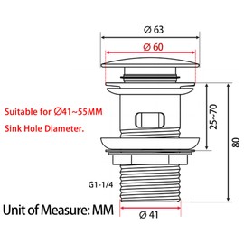 Antfly Pop-Up Drain Set for Ceramic Sink with Overflow, Drain Valve, Pop-Up Valve, Universal Drain Fitting for Sink and Washbasin (White)