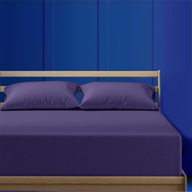 AL NOOR HOME Premium Navy Blue Fitted Sheet - 100% Pure Egyptian Cotton with 300 TC - Hotel Quality 30cm Deep King Fitted Bed Sheet