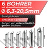 Woltersberger® 6-Piece TiN Coated Countersink Set 90° Diameter 6.3-20.5 mm