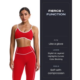 Aoxjox Workout Leggings for Women High Waisted Exercise Athletic Gym Fitness Yoga Lexi Lined Pants 26" (Racing Red/White, X-Small)