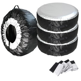 Dasing 4 Pieces Tyre Cover Case Car Spare Wheel Cover Storage Bag Carry Bag Polyester Tyre For Cars Wheel Protection Covers 4 Season