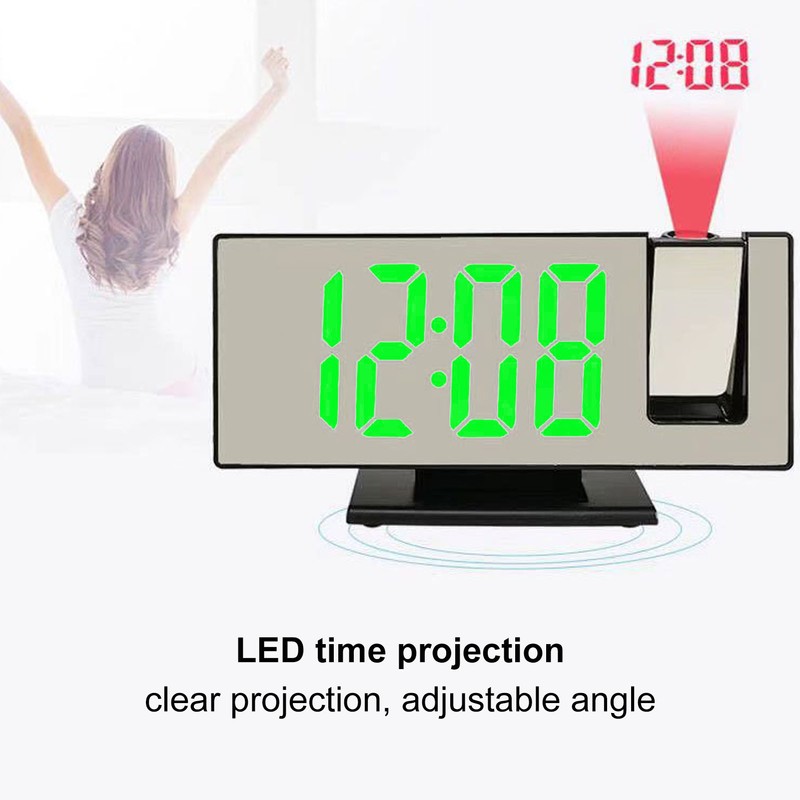 Digital Alarm Clock 180° Rotatable Projection 4 Level Brightness LED