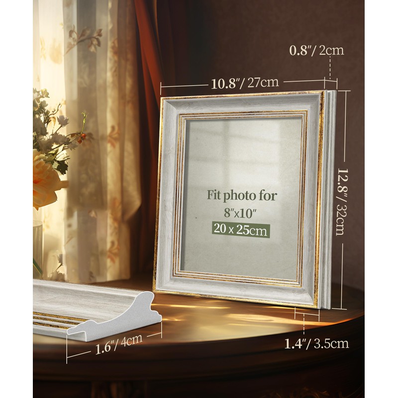 Afuly Photo Frame, Stylish, 6-piece Picture Frame, White, Gold, Wall