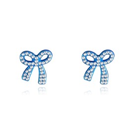 LKingel Bow Earrings for Women Trendy Rhinestone Bow Earrings Delicate Bow Stud Earrings Christmas Bow Drop Earrings Ribbon Earrings Christmas Jewelry Accessories (Blue)