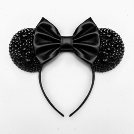 Black Sparkle Mickey Ears with Rhinestones