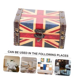 GOOHOCHY Vintage Flag Wooden Box Union Jack Flag Americana Decorations US Flag Tablescape Decor Queen Party Favor Jewelry Boxes Retro Wood Crafts Household Zinc Alloy