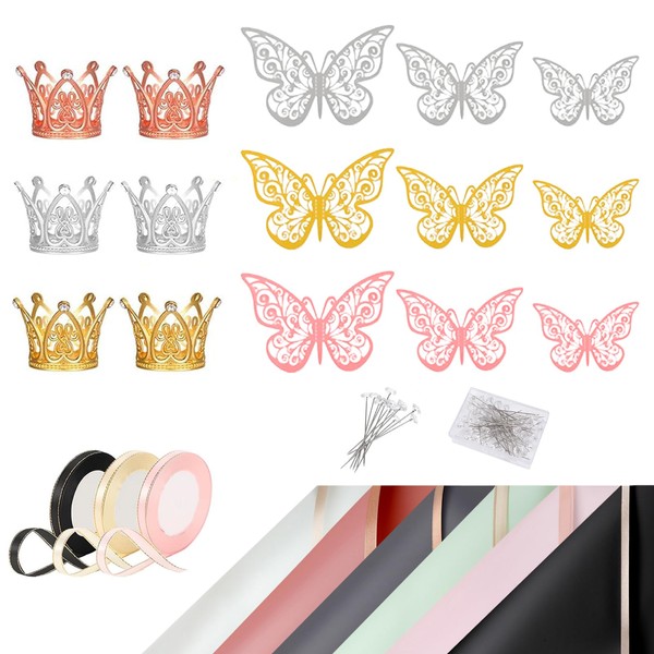 LePvo 241 Pcs Bouquet Wrapping Paper Set, Floral Wrapping Paper,DIY