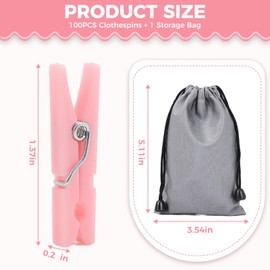 100PCS Baby Shower Clothespins Games Girl Plastic Clothes Pin with Waterproof Bag Mini Pink Pin Bulk 1.37 inch for Party Decorations, DIY Crafts