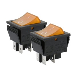 Baomain 2-Pack Rocker Switch with Yellow LED Light,ON/Off DPST 4-Pin 16A/250VAC 16A/125VAC,Snap-in,UL VDE List,for Car Auto Boat Household Appliances Equipment etc