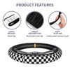 Checkered Steering Wheel Cover Universal 14.5-15 Inch Non-Slip Black and