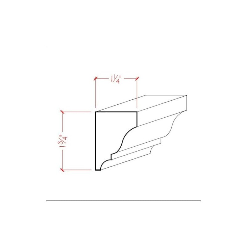 EWSC18 Solid Crown 1-3/4" High x 1-1/4" Deep Moulding. Unfinished,