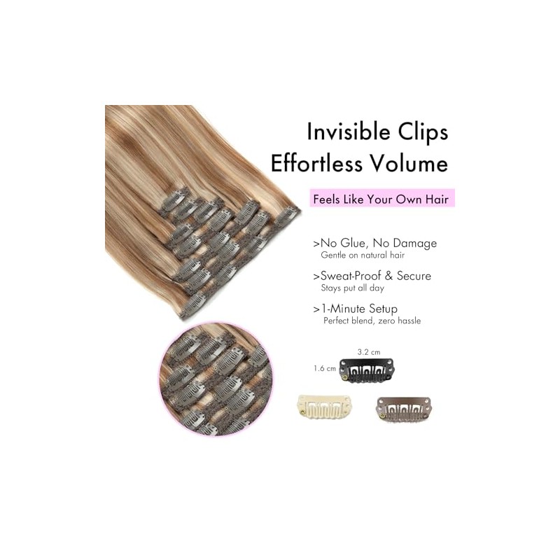 EINbeauty Clip In Extensions Echthaar 7St√ºcke 120g 40cm Extensions Echthaar