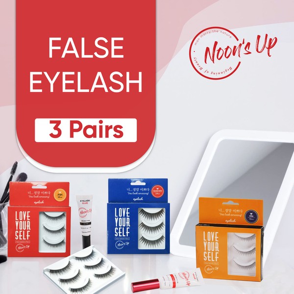 NOON'S UP False Eyelashes, Set of 3 (ELLIE/ELLIE) Glue Not