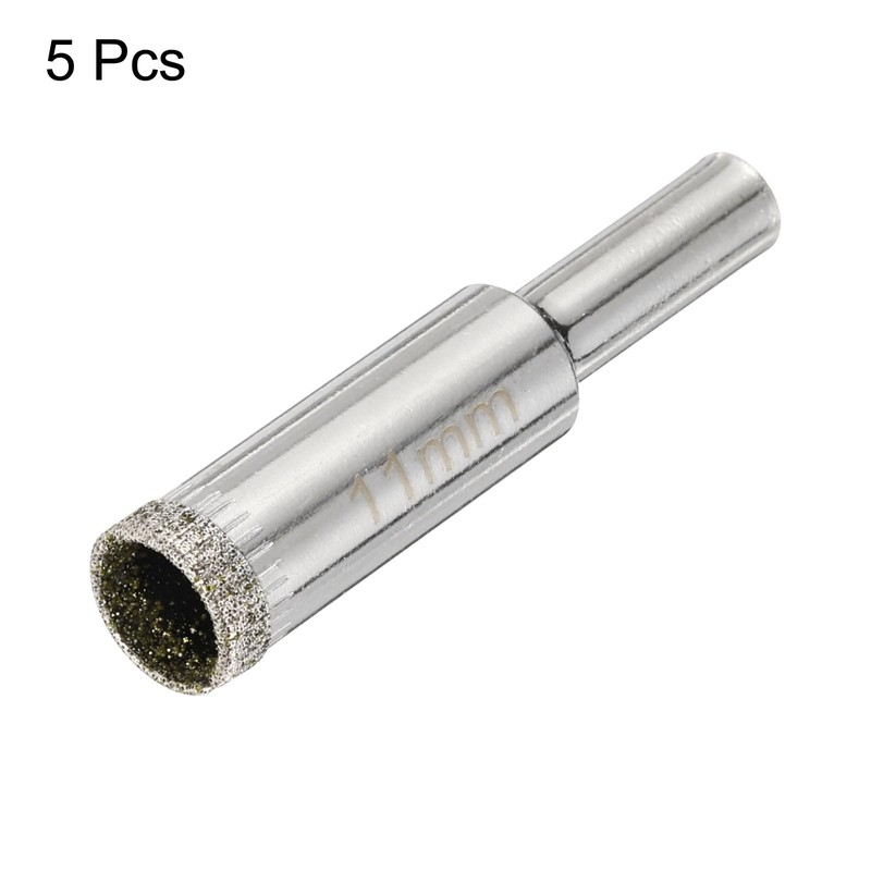 HARFINGTON 5pcs Diamond Drill Bit Hole Saw 7/16"(11mm) Tile Core