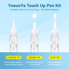 YoeuoYa Touch Up Paint Pen Set 3PCS Refillable Paint Touch Up Pens Fillable with Pointed, Round & Flat Tips Multi-Surface Brushes for Walls, Furniture, Cabinets, Wood, and DIY Projects