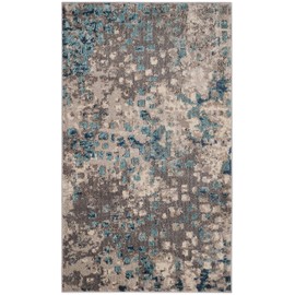 SAFAVIEH Monaco Collection MNC225E Boho Chic Abstract Watercolor Non-Shedding Living Room Bedroom Accent Area Rug, 3' x 5', Grey / Light Blue