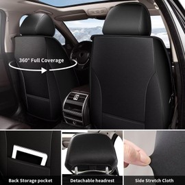 IKABEVEM Car Seat Covers Full Set Fit for Hyundai Tucson 2005-2025: 5 Seats Auto Interior Accessories, Faux Leather Waterproof Seat Cushions Vehical Cover (Black&Grey)