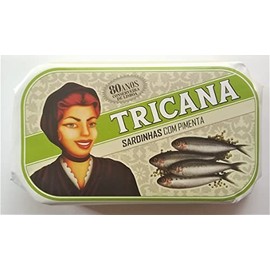 Tricana Portugal - Gourmet Canned whole Sardine with Pepper - 4.23oz / 120gr (Pack of 5 cans)
