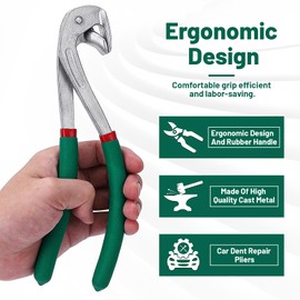 Piodelo Car Door Fender Panel Crimp Dent Edge Pliers, Paintless Dent Repair Kit, Auto Body Repair Tool, Wheel Eyebrow Pit Shaping Tool Door Cover Edge Sheet Metal Multi-Function Pliers - Green