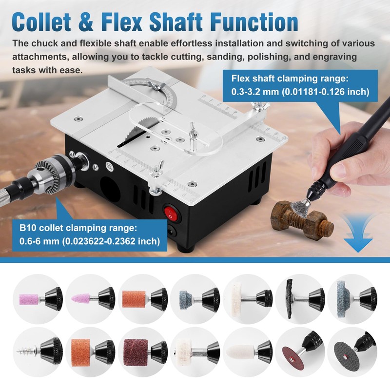 MXBAOHENG Updated Mini Multifunctional Table Saw with Cutting & Sanding