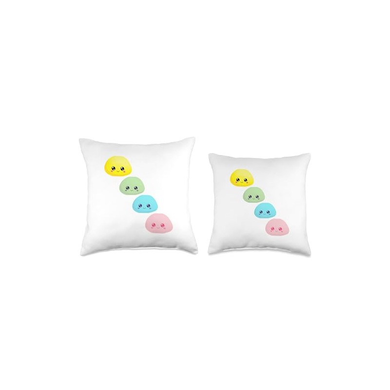 Dango Kawaii Cute Pastel Mochi on Back Throw Pillow