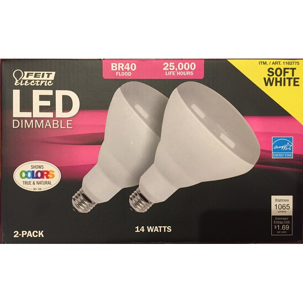 Feit BR40 Flood Dimmable LED Light Bulb 2-Pack