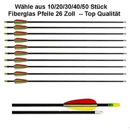 Arrows - Fibreglass - 26 Inch for Compound/Recurve Bow - Choose the Quantity 10/20/30/40/50 (20)