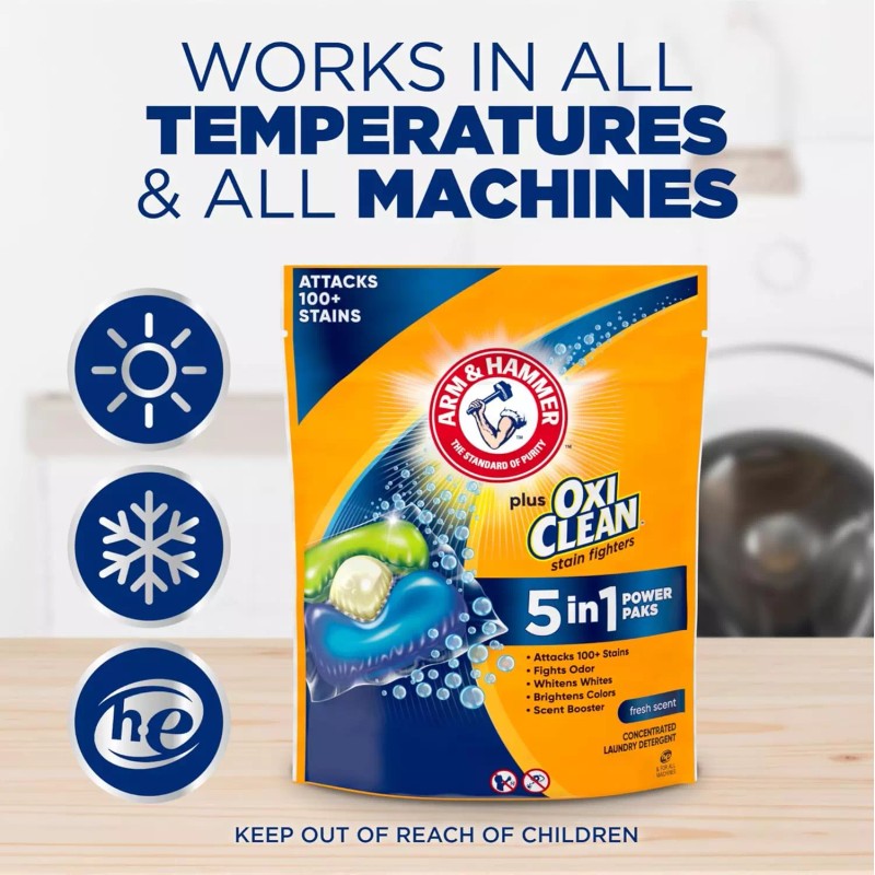Arm & Hammer plus Oxiclean 5-In-1 Laundry Detergent Power Paks,