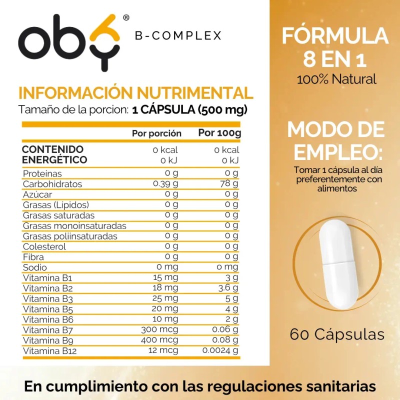 Complejo Completo Vitamina B12 Oby Complex Vitaminas Pura Rellenos Mujer