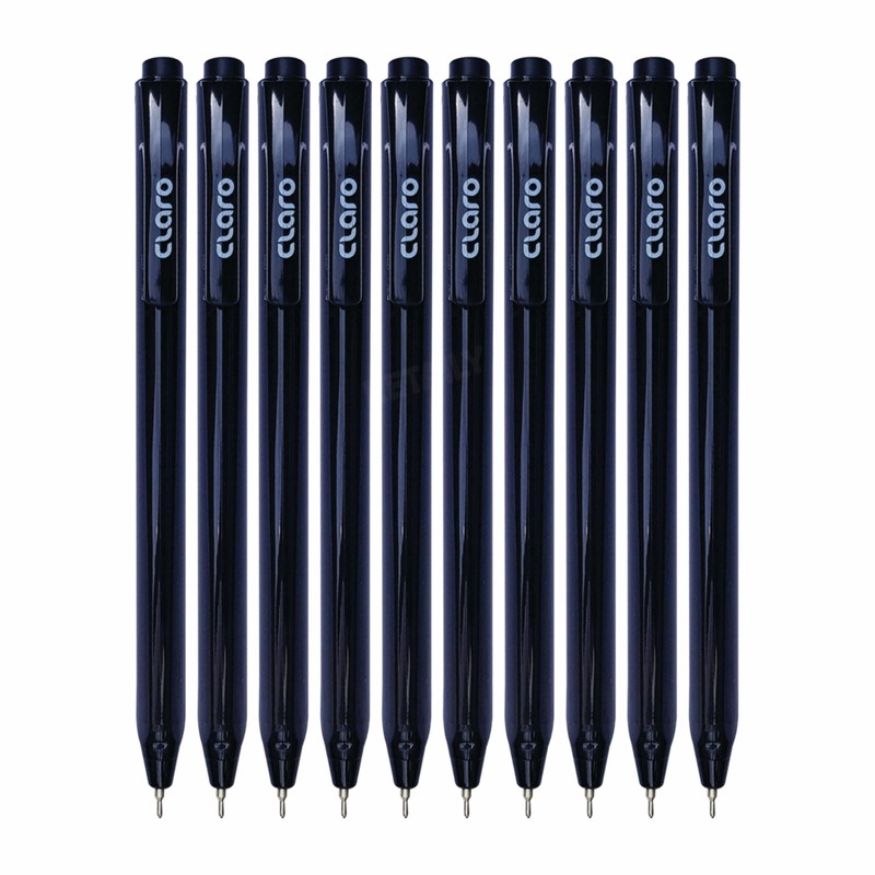 TrioSRTnRT Retractable Ballpoint Pens, BLACK, Fine Point (0.7mm), Pack of