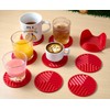 8-Pack Red Silicone Coasters with Holder, Non-Slip Rubber Coasters for