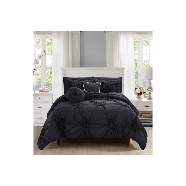 Elegant Comfort 10-Piece Bed-in-a-Bag Sunflower Comforter Set, Silky Soft Com...