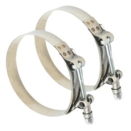 Zreneyfex 3.5Inch T-Bolt Hose Clamp, Stainless Steel Band Floating Bridge and Nylon Insert Locknut for Truck Exhaust Air Intake, Clamp Range 95mm-103mm Bolt (2Pcs)