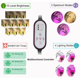 Godilay Plant Grow Light with Stand, 420LEDs Sunlight Full Spectrum Floor Plant Light with Timer, 10 Dimmable Levels 4 Head Plant Lamp for Indoor Plants with Stand for Veg and Bloom