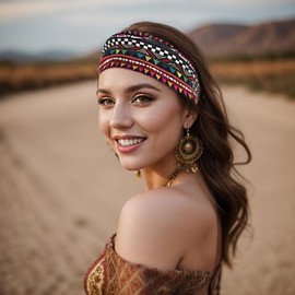 Dresyu Wide Headbands for Women Boho Workout Knotted Head Bands for Women's Hair African Non Slip Headwrap Yoga Running Sports Hairdband Hair Accessories 4 Pack