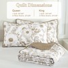 Drucon Khaki Floral Quilt Set King Size 3 Pieces Botanical