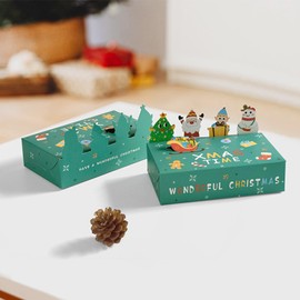 KASESSS 10Pcs Christmas Cookie Boxes, Christmas Green Gift Boxes, Paper Christmas Cupcake Boxes, Christmas Boxes for Gifts, Easy Assemble Sweet Boxes Empty for Kids Girls Boys Christmas Party Decor
