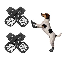 Nuqin Anti Slip Dog Socks 4Pcs Dog Claw Grip Socks Dog Socks Paws Stop Licking with Waterproof Rubber Bottom and Adjustable Straps for Ensure The Dog's Paws The Clean Keep The Dog's Paws Warm
