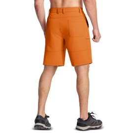 MAGCOMSEN Golf Shorts Men 9 Inch Inseam Lightweight Water Resistant Cargo Shorts Hiking Fishing Sports Stretch Orange, 36