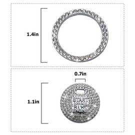 BELOMI 2 Pcs Bling Car Engine Start Stop Button Decorative Ring, Crystal Rhinestone Push Start Button Protective Decal, Bling Car Accessories for Wowen (with Hole/White)