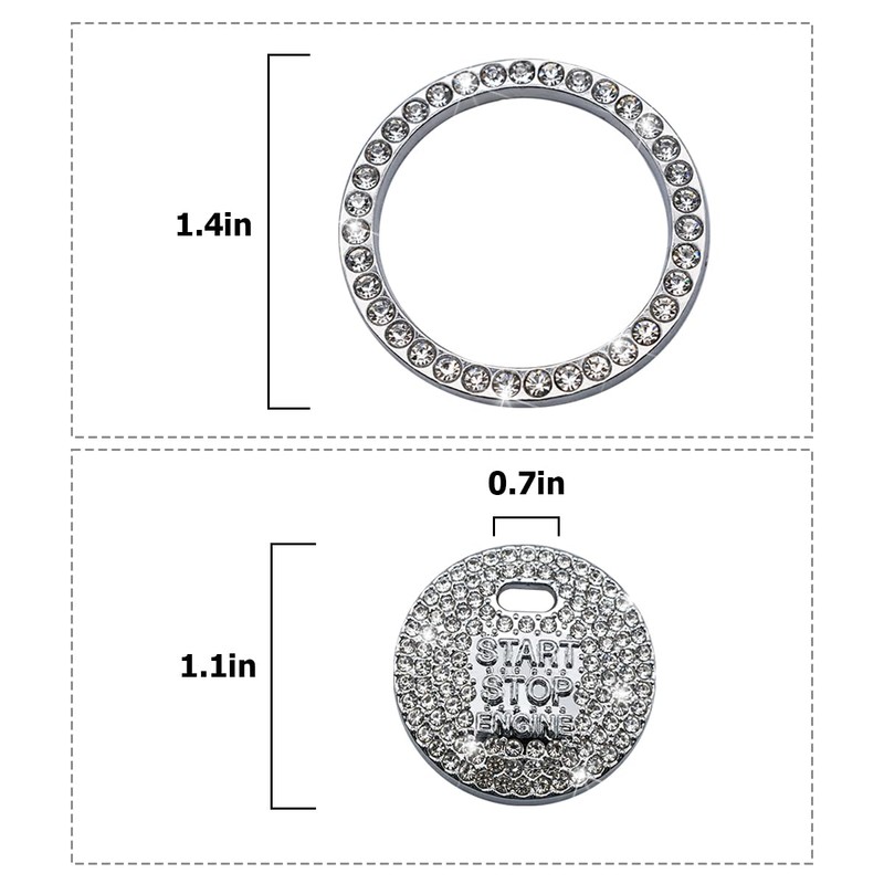 BELOMI 2 Pcs Bling Car Engine Start Stop Button Decorative