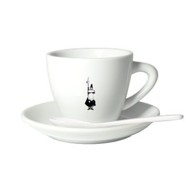 Bialetti Y0TZ099 Tazzina Cappuccino Istituzionale (con Piattino), Porcellana, Pack of 1, White